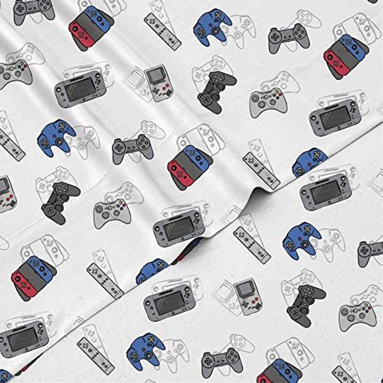 Kids Rule 4-Piece Gamer Bed Sheet Set - Colorful Video Game Sheets for Boys - Soft Brushed Microfiber Polyester Gamer Bedding - Full, Multicolor